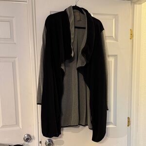 Women's Black and Gray Open Front Cardigan